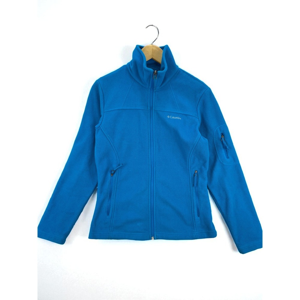 Columbia Women's Small Blue‎ Fleece Jacket Full Zip Long Sleeve Pockets Outdoor